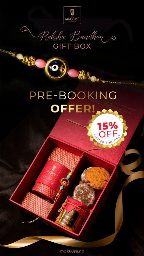 "🎁📦 Unlock Delight and Savings! . Pre-book our exquisite gift box now and enjoy an exclusive 15% off. This offer is counting down, with only 2 days left! . Elevate your gifting game and treat your loved ones to a symphony of flavors. Don't miss out on this limited-time opportunity. . Reserve your joy today! 🌟🎉 . . . . . #makkuse #luxury #authentic #gift #idea #giftidea #packaging #solution #rakhimakkuse2023 #rakhi #raksha #bandhan #rakshabandhan #siblings #fun #love Diwali Shoot, Hotel Shoot, Only 2 Days Left, Raksha Bandhan Gifts, Rakhi Gift, 2 Days Left, Fun Love, Raksha Bandhan, Perfume Gift