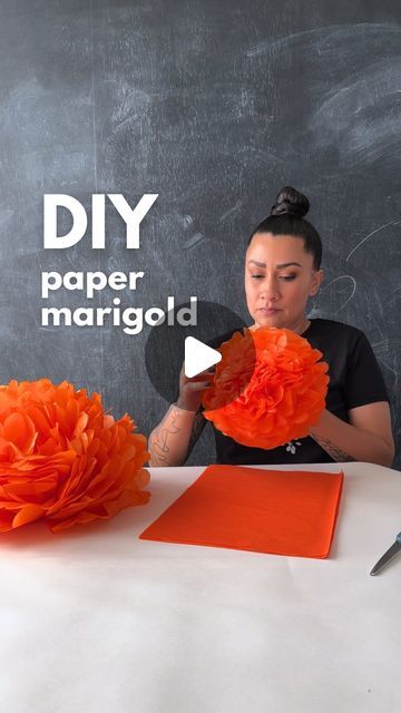 How To Make Marigolds With Tissue Paper, Tissue Paper Table Decorations, Flower Making For Decoration, Fiesta Flowers Tissue Paper, How To Make Mexican Flowers Tissue Paper, How To Make Dia De Los Muertos Flowers, Make Flowers Out Of Tissue Paper, Diy Paper Marigolds, Diy Mexican Paper Flowers