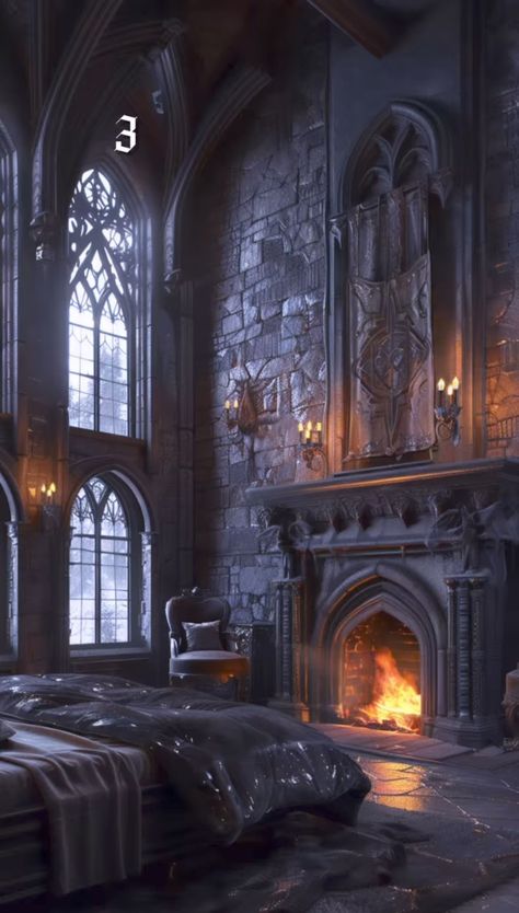 Castle Rooms Aesthetic, Rooms In Castles, Dark Castle Aesthetic, Fantasy Castle Bedroom, Old Castle Bedroom, Medieval Castle Aesthetic Interior, Draculas Castle Aesthetic, Dark Castle Aesthetic Interior, Castle Bedroom Dark