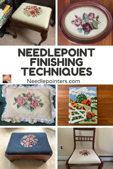 How Do You Finish A Needlepoint Project? Learn many ways for finishing needlepoint, including how to frame needlepoint, make a needlepoint pillow,, and finish a needlepoint Christmas ornament. How To Finish Needlepoint, Tapestry Embroidery Needlepoint, What To Do With Needlepoint, How To Display Needlepoint, How To Finish A Needlepoint Christmas Stocking, Vintage Needlepoint Repurposed, Needlepoint Projects Ideas, Needlepoint Framing Ideas, How To Needlepoint