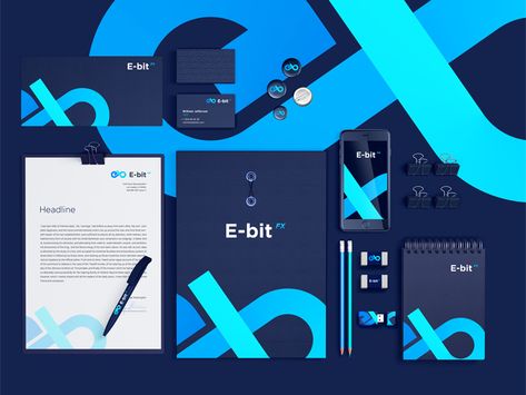 by Nick Chukreev Branding Tech Company, Modern Corporate Branding, Brandbook Design, Hand Lattering, Logo For Company, Blue Color Pallet, Blue Branding, Blue Logo Design, Infinity Card