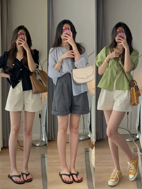 Cute Korean Fashion Summer, South Korea Summer Outfit, Japan Summer Outfit Street Style, Asian Summer Fashion, Korea Summer Outfit, Korean Simple Outfits, Y2k Widgets, Profile Picture Y2k, Korean Summer Fashion