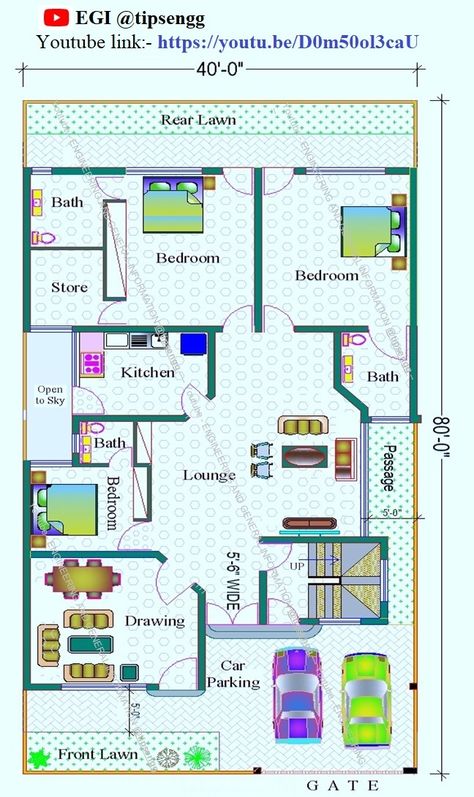 40×80 House Plan, 80 House, 30x50 House Plans, Drawing House Plans, Back Yards, Store Room, House Plans 3 Bedroom, Building House Plans Designs, Building House