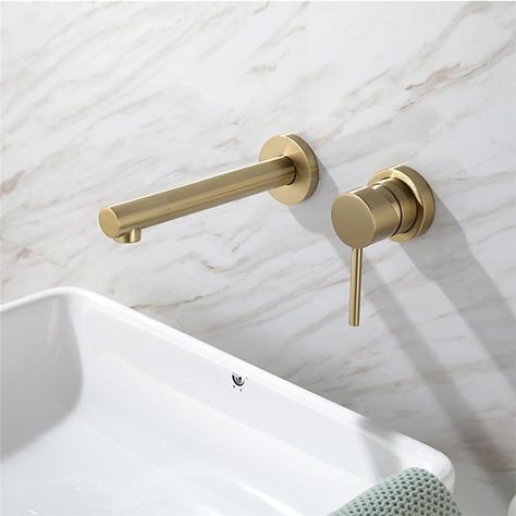 Bath Mixer Taps, Basin Sink Bathroom, Bathroom Sink Taps, Wall Mounted Basins, Bath Mixer, Brass Bathroom, Brass Faucet, Bath Taps, Water Faucet