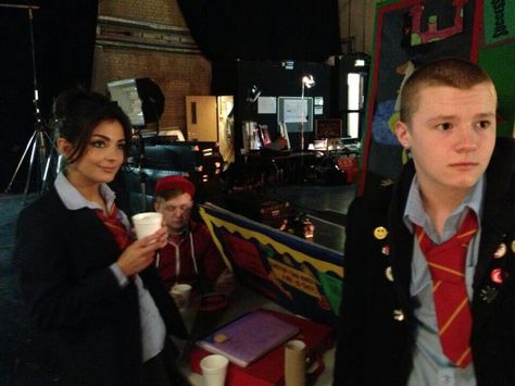 On set of Bad Education Beca Mitchell Aesthetic, Mitchell Bad Education, Charlie Wernham, Bad Buddy Behind The Scenes, Paul Mitchell School, Being Human Uk Mitchell, Ackley Bridge, Bad Education, Waterloo Road