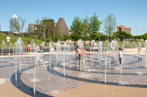 Liz Carpenter Fountain | AustinTexas.gov Fountain Plaza, Fountain Park, Fountain City, Plaza Design, Water Playground, Splash Park, Public Space Design, Fountain Design, Landscape Elements