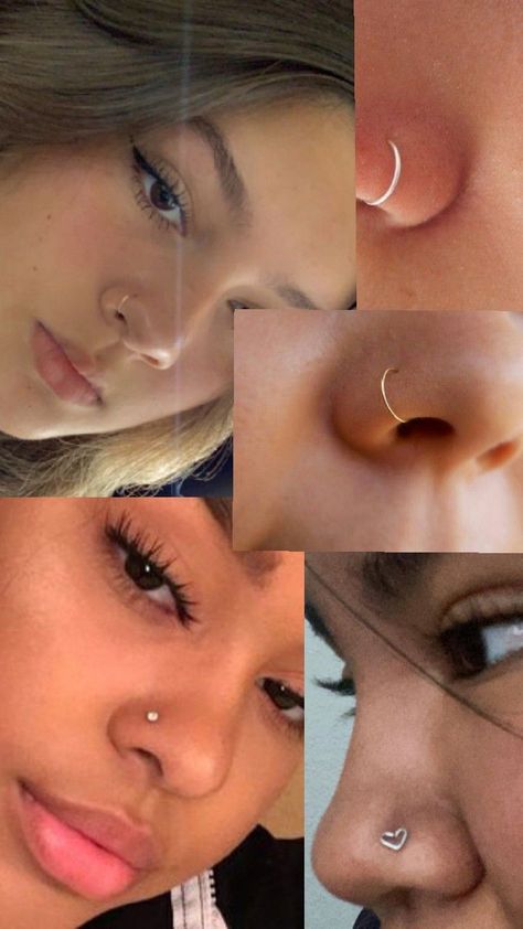 Nose Piercing Combos, Piercing Ideas Nose, Nose Ring Aesthetic, Types Of Nose Piercings, Peircings Women, Nose Piercing Inspo, Gold Nose Piercing, Nose Stud Piercing, Jewelry Nose Rings