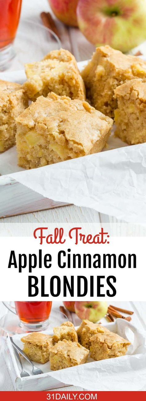 Apple Cinnamon Blondies Recipe: A Perfect Fall Treat Apple Blondes, Easy Blondies, Cinnamon Blondies, Game Day Treats, Sack Lunches, Blondies Recipe Easy, Apple Blondies, Baked Recipes, Fall Desserts Easy