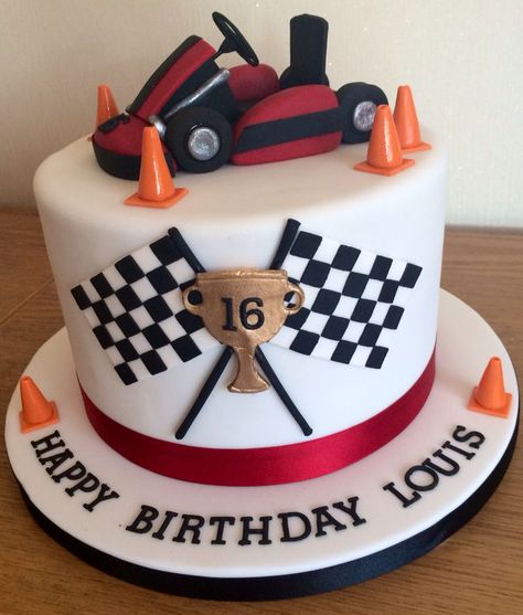 Racing Theme Cake, Go Kart Cake, Mario Kart Birthday Cake, Go Kart Birthday, F1 Cake, Motocross Cake, Mario Kart Birthday, Racing Cake, Car Cakes