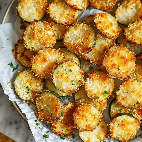 Zucchini Parmesan Crisps - Recipes, Tasks & Tools Parmesan Crisps Recipe, Zucchini Parmesan Crisps, Zucchini Appetizer, Zucchini Crisps, Zucchini Parmesan, Zucchini Bites, Parmesan Crisps, Parmesan Zucchini, Zucchini Fries