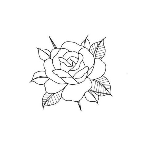 Rose Tattoo Stencil Outline, Rose Tattoo Outline, Rose Outline Tattoo, American Traditional Rose, Traditional Rose Tattoo, Traditional Tattoo Outline, Old School Rose, Rose Tattoo Stencil, Simple Rose Tattoo