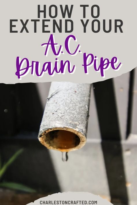 If your air conditioning drain line is causing a wet, mucky area in a heavily trafficked space, it’s easy to reroute. Here’s how to extend your AC drain pipe somewhere else. Ac Drainage Solutions, Ac Unit Drainage Ideas, Ac Condensation Drain Ideas, Ac Drain Line Outside Ideas, Ac Drip Line Ideas, Air Conditioner Hide, Fix Leaky Faucet, Air Conditioner Maintenance, How To Patch Drywall