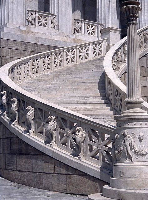 Figure 8. National Library of Greece, Athens (Loth) Gothic Style Architecture, Classic Facade, Medieval Decor, Marble Staircase, Greece Athens, Roman Architecture, Temple Architecture, American Architecture, National Library