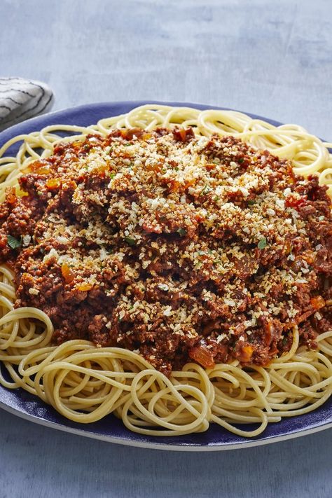 Meatloaf Spaghetti | "This hearty, family-friendly recipe marries two comfort food classics—meatloaf and spaghetti—for one epic rib-sticker of a dinner. The tangy-sweet, boldly beefy sauce delivers both surprising depth of flavor and a delicious sense of familiarity… consider it a bolognese inspired by the classic flavors of meatloaf." #pasta #pastarecipes #pastainspiration #pastadinner #pastaideas #pastadinner #pastaideas Meatloaf Spaghetti, Meatloaf Mini, Recipes Meatloaf, Meatloaf Burgers, Stuffed Meatloaf, Mini Meatloaf, Meatloaf Dinner, Slow Cooker Meatloaf, Meatloaf Muffins