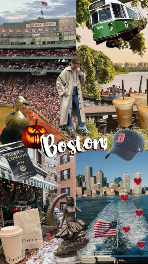 Boston Iphone Wallpaper, Boston Collage Wallpaper, Boston Astethic, Boston Vibes Aesthetic, City Aesthetic Boston, Boston Common, Small Bars, Fenway Park, Pack Your Bags