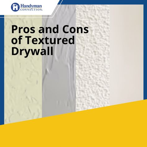 Pros and cons of textured drywall Textured Drywall, Sheetrock Texture, Drywall Texture, Drywall Finishing, Deck Repair, Drywall Ceiling, Interior Tips, Ceiling Texture, Drywall Repair