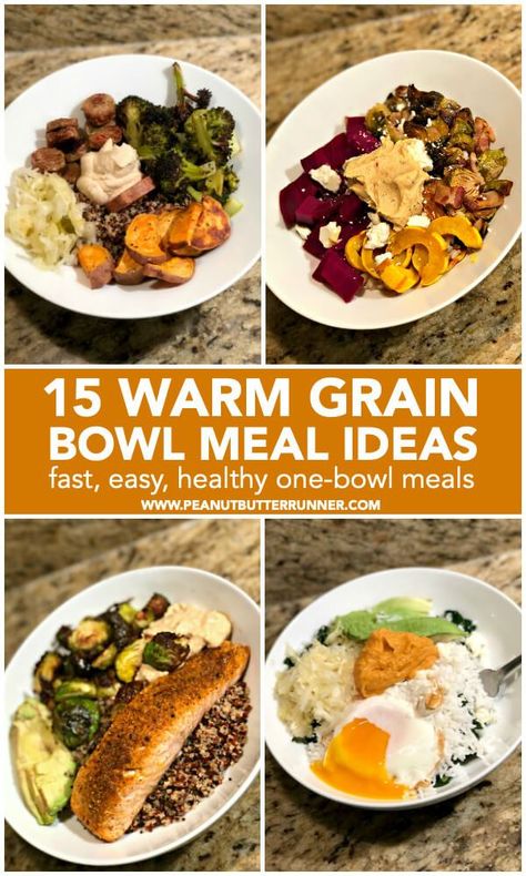 15 warm grain bowl ideas for fast, easy, healthy one-bowl meals. Warm Grain Bowl, Grain Bowl Recipe, Bowl Meals, Protein Bowls, Bowl Ideas, Clean Eating Meal Plan, Lunch Bowl, Grain Bowl, Veggie Bowl