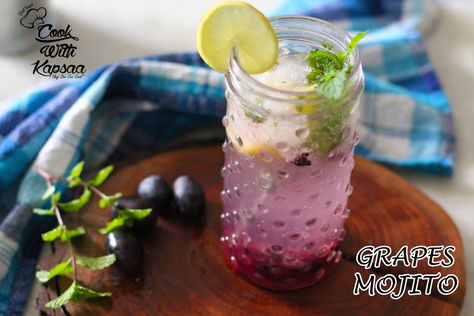 Grapes Mojito, Nonalcoholic Party Drinks, My First Youtube Video, Mojito Ingredients, Easy Mocktail Recipes, First Youtube Video, Caramelized Bacon, Mojito Cocktail, Black Grapes