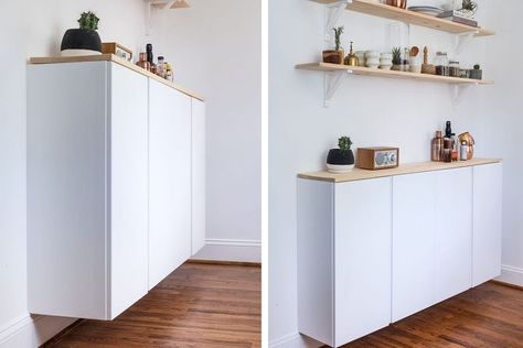 IKEA IVAR Storage Hacks: Kitchen Storage Curio Cabinet Ikea, Ikea Hemnes Living Room, Ikea Deco, Ikea Ivar Cabinet, Ikea Eket, Ikea Hack Kitchen, Kitchen Furniture Storage, Kitchen Wall Storage, Ikea Kitchen Design