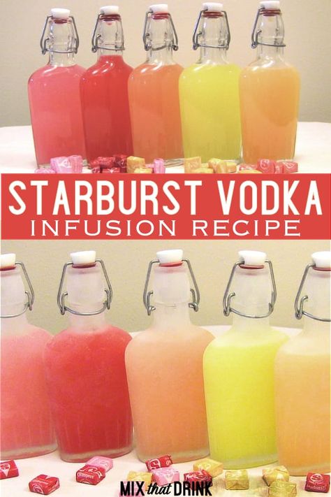 Mixed Drinks That Dont Taste Like Alcohol, Candy Infused Vodka, Starburst Vodka, Candy Alcohol, Candy Alcohol Drinks, Starburst Drink, Vodka Mixed Drinks, Boozy Treats, Candy Cocktails