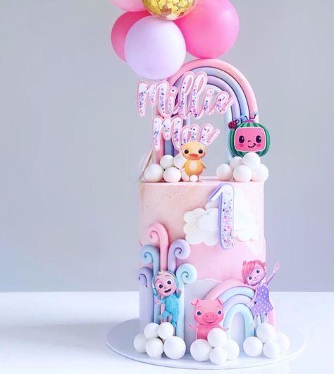 Cocomelon Cake For Girl, Cocomelon Cake Ideas, Diy Kids Party Decorations, Cake Children, Cocomelon Cake, Melon Cake, Diy Kids Party, Panda Birthday Party, Coco Melon