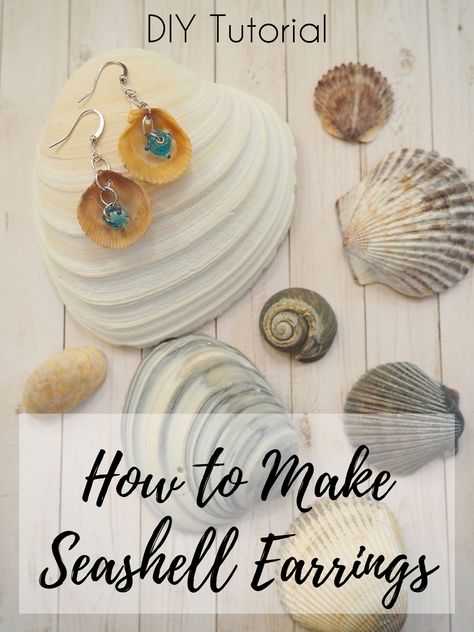 DIY Jewelry Tutorial: How to Make Seashell Earrings Seashell Jewelry Diy, Jewelry Making Instructions, Gold Ear Jacket, Clay Silver, Diy Jewelry Tutorials, Silver Clay, Shell Crafts Diy, Seashell Earrings, Seashell Jewelry