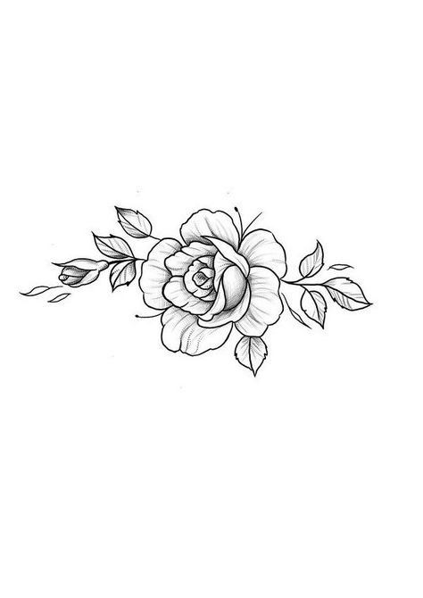 Rose And Leaves Tattoo, Rose Cluster Tattoo, Simple Rose Tattoos, Morrissey Tattoo, Roses Tattoo Design, Tattoo Under Chest, White Flower Tattoos, Wild Rose Tattoo, Rose Tattoo Stencil