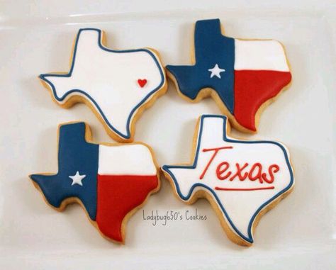 Texas Cookies, Texas Party, Patriotic Cookies, Fancy Cookies, Creative Cookies, Cookie Inspiration, Cookie Icing, Iced Cookies, Cute Cookies