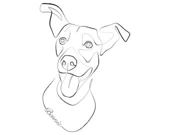 Line Tattoo Dog, Pet Line Art, Dog Line Drawing, One Line Tattoo, Dog Line, Dog Sketch, One Line Art, Clay Crafts Air Dry, Dog Memorial Gift