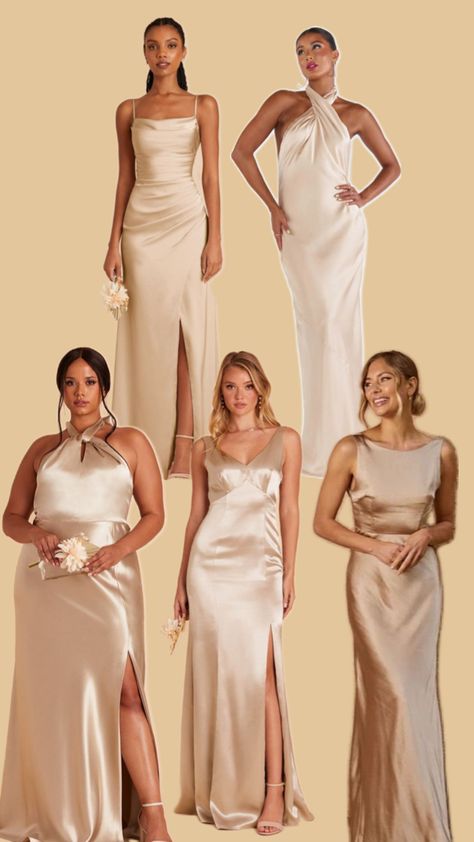 Bridesmaid Dress Gold Champagne, Gold Wedding Dresses Black Women, Ivory And Gold Bridesmaid Dresses, Mix Match Champagne Bridesmaid Dresses, Ivory Bridesmaid Dresses Champagne, Champagne And Gold Bridesmaid Dresses, Light Champagne Bridesmaid Dresses, Pearl Bridesmaid Dresses, Silk Champagne Bridesmaid Dresses