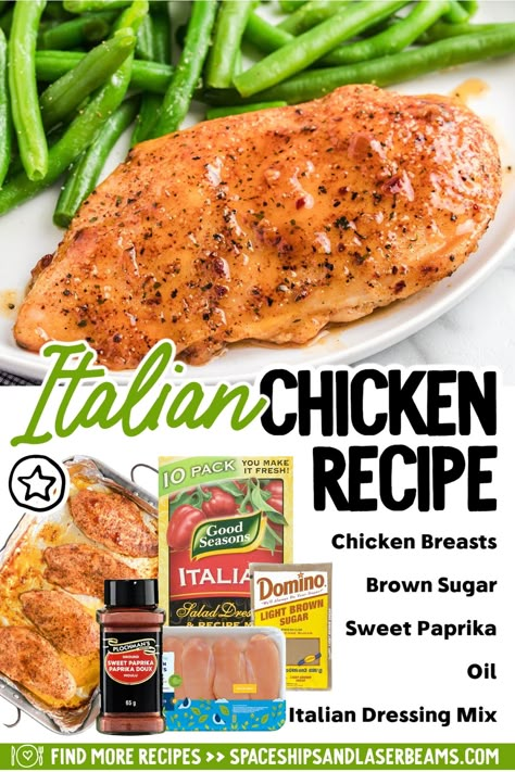 Chicken Recipes With Italian Seasoning, Italian Chicken Seasoning Recipes, Italian Packet Recipe, Easy Chicken In Oven, Italian Season Chicken Recipes, Italian Packet Chicken, Italian Seasoning Chicken Recipes, Baked Chicken Recipes Tenderloins, Baked Italian Chicken And Vegetables