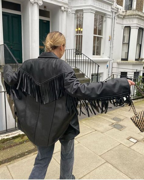 Fringe Purse Outfit, Fringe Jacket Outfit, Cowgirl Photoshoot, Fringe Clothing, Closet Sale, Fringe Leather Jacket, Winter Attire, Pure Happiness, Dark Feminine