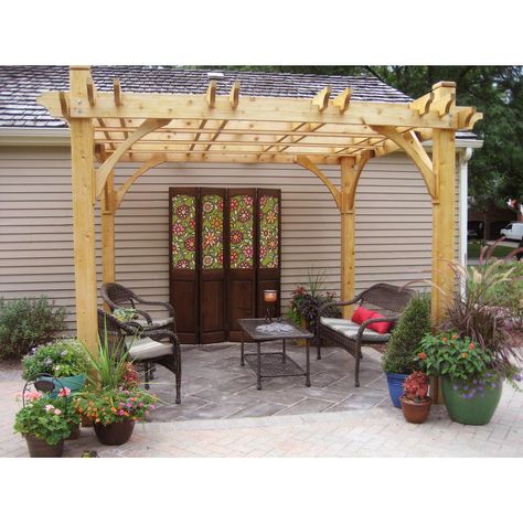 Back Door Steps To Patio, Back Door Steps, Steps To Patio, Pergola Decorations, Curved Pergola, Rustic Pergola, Garage Pergola, Small Pergola, Cedar Pergola