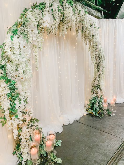 Balloon Arch With Wisteria, Hanging Wisteria Backdrop, Wisteria Balloon Arch, Wedding Arch With Wisteria, Diy Hula Hoop Chandelier Wisteria, White Wisteria Wedding Arch, Wisteria Circle Arch, Wedding Wisteria Arch, Wisteria Wedding Arch Hanging Flowers