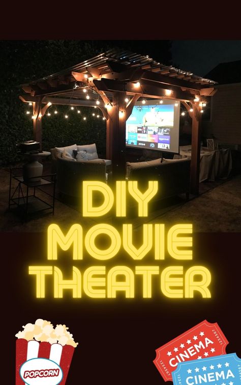 Outdoor Movie Theater Backyard, Backyard Theater Ideas, Outdoor Theater Ideas, Backyard Movie Theater, Movie Night Party Ideas, Backyard Movie Night Party, Night Party Ideas, Backyard Movie Theaters, Movie Night At Home