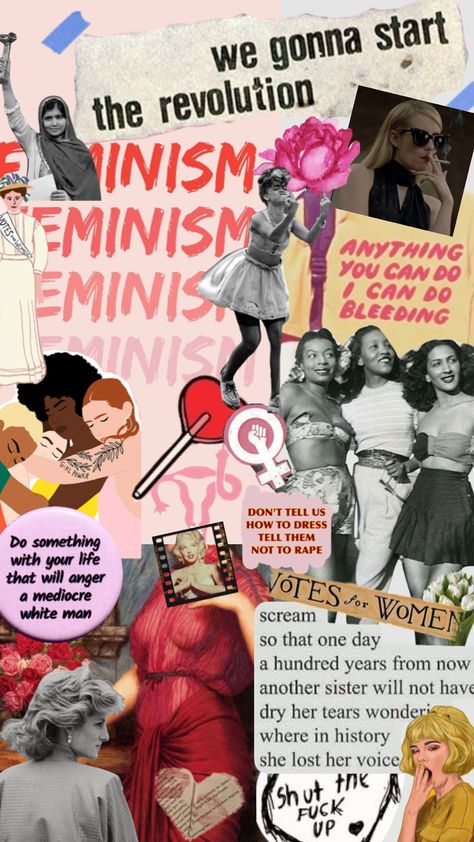 #feminism #feminineenergy #femininepower #feminist #womensrights #marilynmonroe #princessdiana #art #rally #womensmarch #votesforwomen Intersectional Feminism Art, Feminist Graphic Design, Feminism Artwork, Feminist Collage, Feminist Merch, Liberation Art, What Is Feminism, Feminine Rage, Modern Feminism