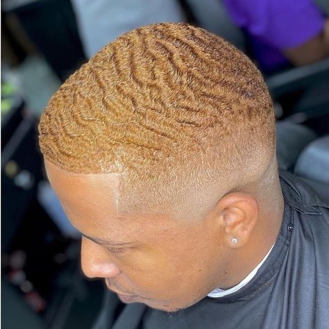 Blonde Waves Men Black, Colored Waves Hair Men, Dyed Waves Black Men, Dyed Waves, Men Hair Dye, Reddish Blonde Hair, Twist Hair Men, Bleached Hair Men, Waves Hairstyle Men