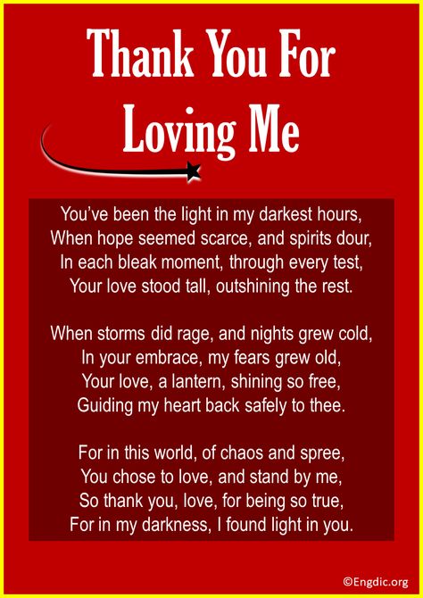 Expressing gratitude for love can be profoundly moving. Dive into our curated collection of “Top 10 Thank You For Loving Me Poems” to find words that resonate with your heart’s deepest sentiments. Let poetry help you convey your appreciation for that special love in your life. Thank You For Loving Me Poems 1. Light in My Darkness Gratitude can sometimes be found in the contrast between the shadows and the warmth of love. This poem explores love as a guiding beacon in our mom... Brother Poems, Silent Love, Love Poems For Him, Funny Poems, Simple Dance, Poems For Him, Birthday Poems, Thank You For Loving Me, Poems About Life