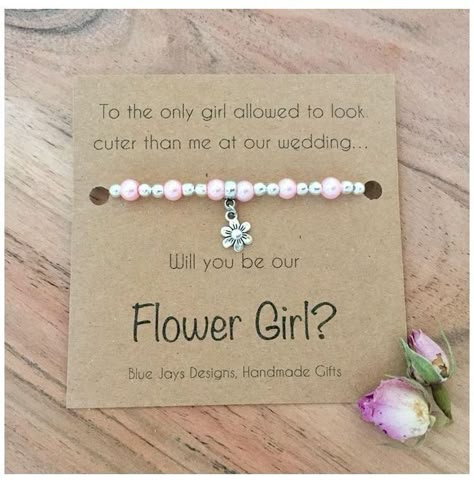 Barn Wedding Flowers, Pink Pearl Bracelet, Flower Girl Bracelets, Asking Bridesmaids, Dream Wedding Decorations, Boho Bridesmaid, Bridesmaid Proposal Gifts, Flower Girl Gifts, Future Wedding Plans