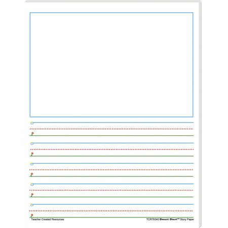 Teacher Created Resources Smart Start Story Writing Paper measuring 8-1/2 x 11 inches is a good start for beginners and experienced writers. Grades 1-2 paper with 5/8 inch line spacing features bold printed graphics in blue, green and red that gives a feeling of success as children simply start at the sky and pulldown to the ground to frame letters properly. Graphics provide guidance so that kids quickly understand the concepts of lines and space. Space at the top of the page measures 5 inches. Teacher Scrapbook, Frog Street Press, Guided Reading Kindergarten, Cursive Practice, Framed Letters, Chapter Summary, Space Space, 2nd Grade Worksheets, Teacher Created Resources