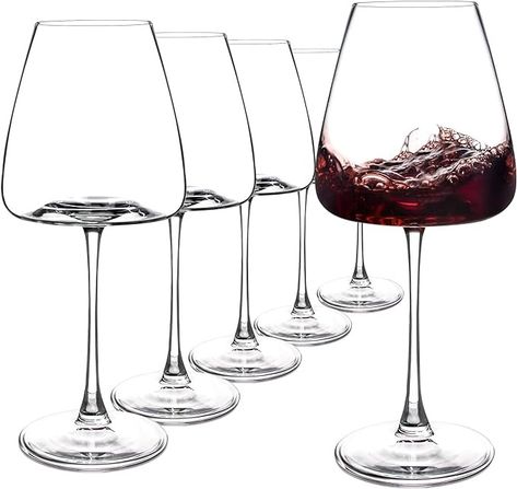 Amazon.com | Red Wine Glasses Set of 6, 19.5 oz Durable Wine Glasses, Large Long Stem Wine Glasses with Unique Concave Bowl Base for Wine Tasting, Holiday and Home - Clear Glass: Wine Glasses Long Stem Wine Glasses, Unique Wine Glasses, Wine Glass Crafts, White Wine Glasses, Red Wine Glasses, Wine Glass Set, Bar Glassware, Stemless Wine Glasses, Wine Bar