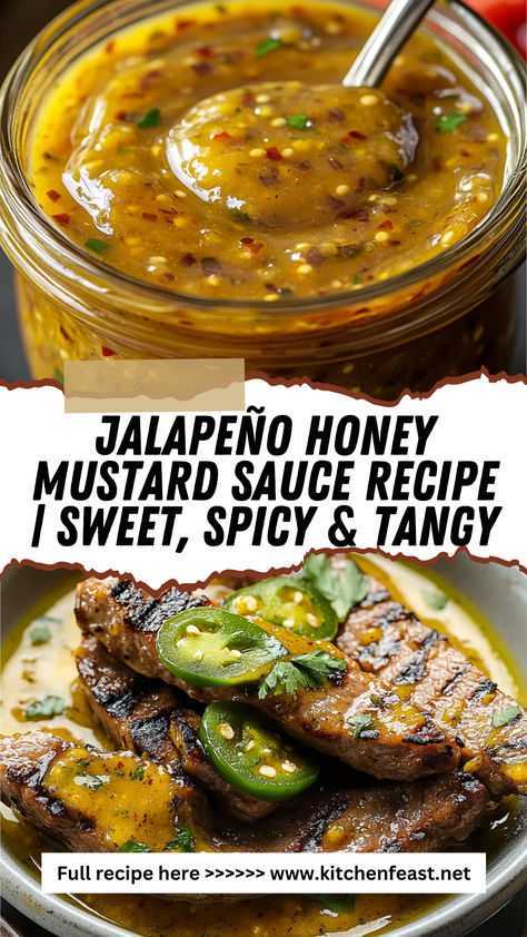 Add bold flavor to your meals with this Jalapeno Honey Mustard Sauce! Sweet, spicy, and easy to make—perfect for dipping, marinades, or spreading. Asian Mustard Sauce, Honey Jerk Sauce, Jalapeno Honey Mustard Recipe, Recipes With Hot Sauce, Chinese Hot Mustard Recipe, Spicy Cocktail Sauce, Sweet Mustard Sauce, Thai Sweet Chili Sauce Recipe, Jalapeño Honey