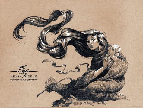 Kevin Keele, Paper Illustration, Toned Paper, Be Awesome, Hair Reference, Love Drawings, Figure Drawing, Character Illustration, Drawing Sketches