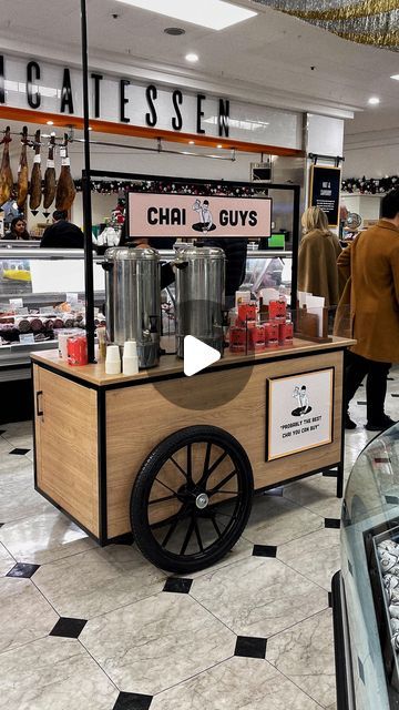 Chai Guys™ on Instagram: "Check out our Selfridges pop-up 💛 You can now snag our Kesar, Kadak, and Masala Chai loose-leaf tea tins at @theofficialselfridges and selfridges.com (pinch us!). To add to the excitement, we’ve opened a pop-up in the Foodhall, offering free samples of every blend. Swing by to meet Dhanush and the team tomorrow through Sunday. Sip, sip, hooray! . . #chailovers #selfridges #selfridgeslondon #selfridgesfoodhall #chaiguys" Pop Up Tea Shop, Tea Stall Design, Chai Station, Chai Stall, Chai Cart, Chai Bar, Tea Stall, Tea Board, Farmers Market Booth