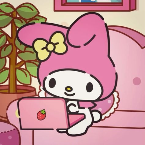 My Melody Pfp, Melody Pfp, Pfp Sanrio, Sanrio Pfp, My Melody, Hello Kitty, Laptop, Kitty