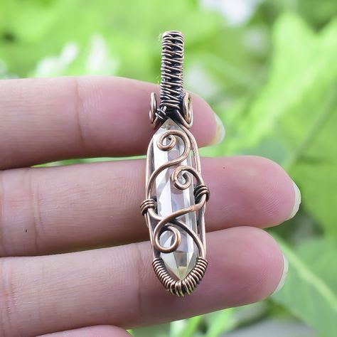 Clear Quartz Point, Oxidized Copper, Jewelry Pendant, Quartz Points, Wrapped Pendant, Wire Wrapped Pendant, Copper Jewelry, Healing Crystal, Clear Quartz