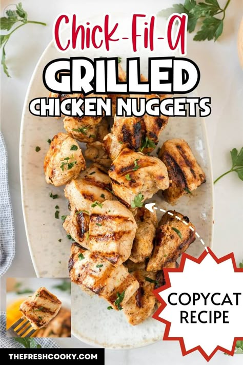 Chick Fil A Grilled Nuggets Copy Cat, Grilled Protein Recipes, Chick-fil-a Chicken, Chick Fil A Copycat Nuggets, Air Fryer Chick Fil A Nuggets, Chick Fil A Nuggets Recipe Air Fryer, Chik Fil A Chicken Nuggets Airfryer, Chik Fil A Grilled Nuggets, Chickfila Grilled Nuggets Recipe