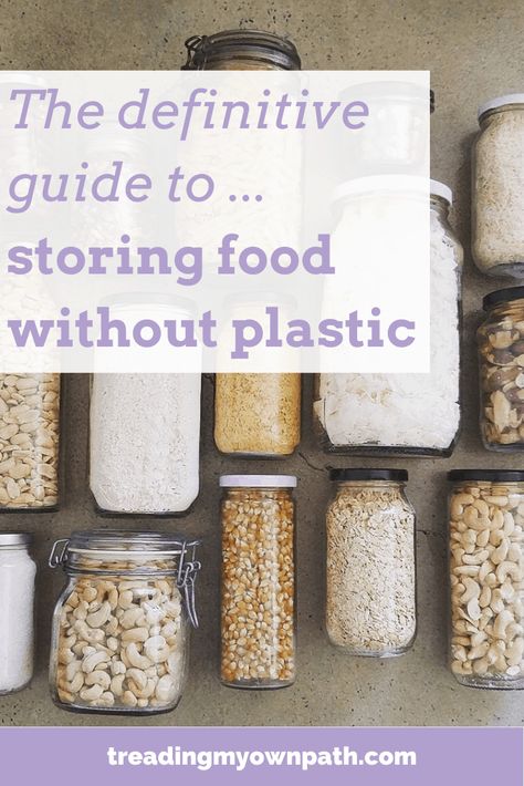 The Definitive Guide To Storing Food Without Plastic | Treading My Own Path | Zero Waste + Plastic-Free Living. Plastic-free solutions, zero waste reusables, food storage, reducing plastic in the kitchen, going zero waste in the kitchen, zero waste home, less plastic, plastic storage alternatives, how to store bulk ingredients, green living, eco-friendly swaps. More at https://treadingmyownpath.com Waste Free Living, Plastic Free Life, Plastic Free July, Waste Reduction, Plastic Free Living, Zero Waste Kitchen, Eco Friendly Kitchen, Zero Waste Living, Zero Waste Lifestyle