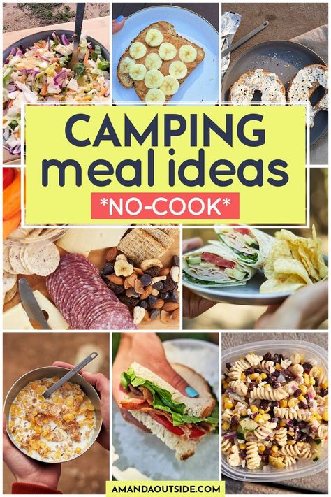 10 No-Cook Camping Food Ideas (no fire, no stove) — Amanda Outside Camping Meals No Cook, Easy Camping Food Ideas, Easy Camping Food, Camping Food Ideas, Camping Food Make Ahead, Healthy Camping Food, Fire Stove, Cooking Over Fire, Camping Lunches