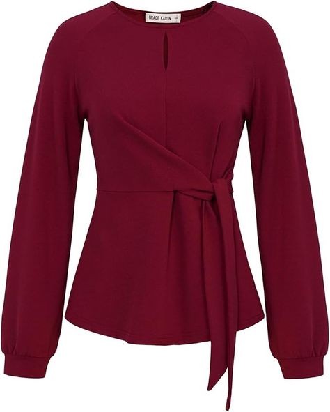 Amazon.com: GRACE KARIN Work Shirts for Women Summer Work Tops for Women Business Tops for Women Casual Work Tops for Women Wine Red Fit Size Medium Size M Size 8 Size 10 : Clothing, Shoes & Jewelry New Years Eve Outfits Cold Winter, Work Shirts For Women, Work Tops For Women, Newyears Outfits, New Years Outfits Parties, New Years Eve Outfits Casual, Blouses Work, Casual Blouses, Tops For Women Casual